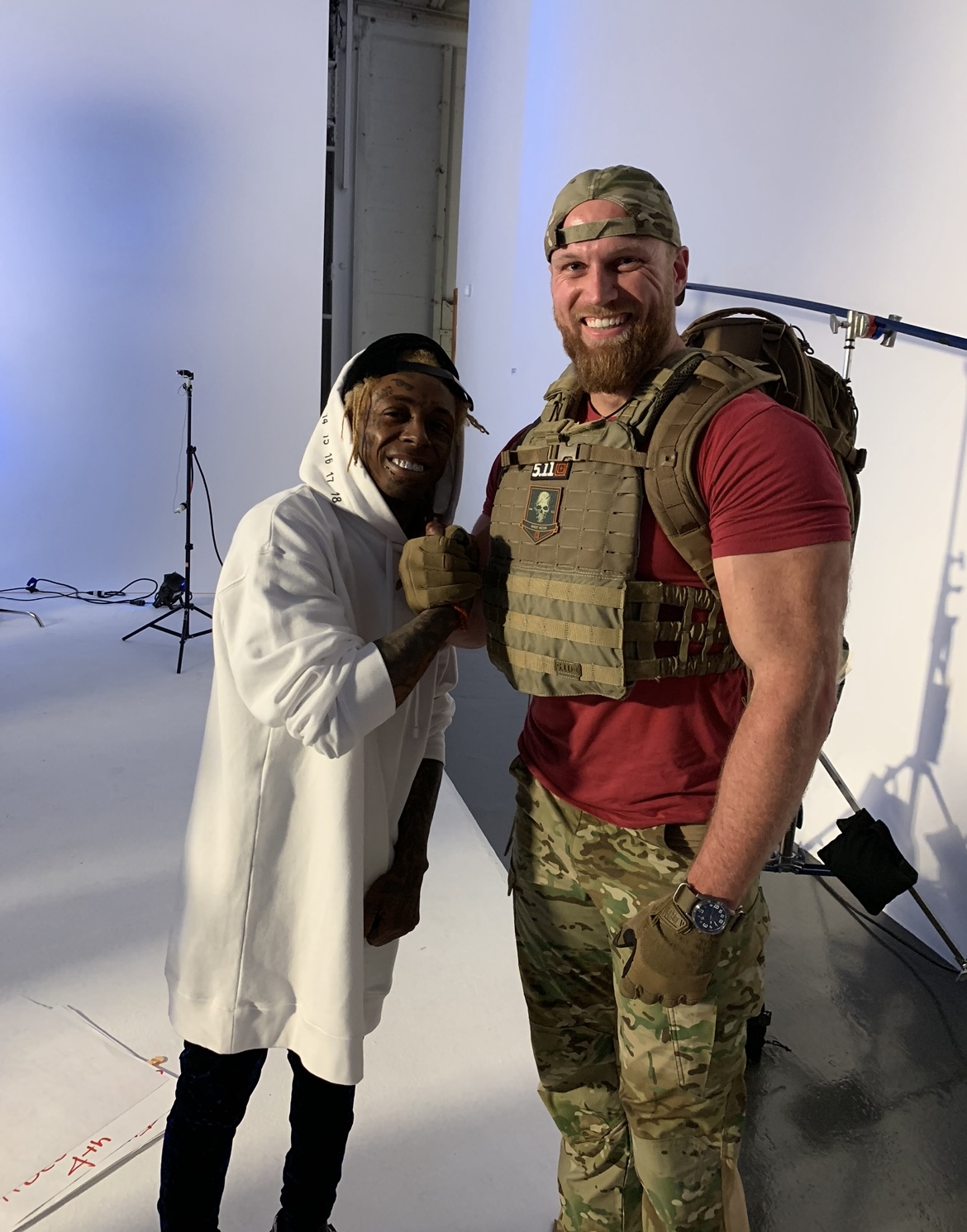 Josh Phelan with Lil Wayne on set